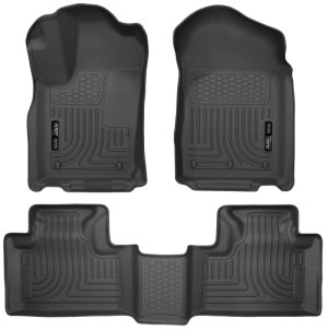Dodge Durango Floor Liners - Front + 2nd Row - Husky Liners - WeatherBeater - Black - `11-`13
